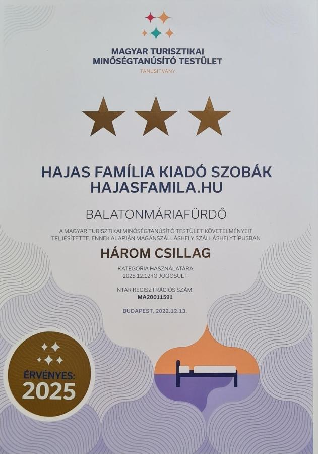 Hajas Familia Kiado Szobak Balatonmáriafürdő Eksteriør billede